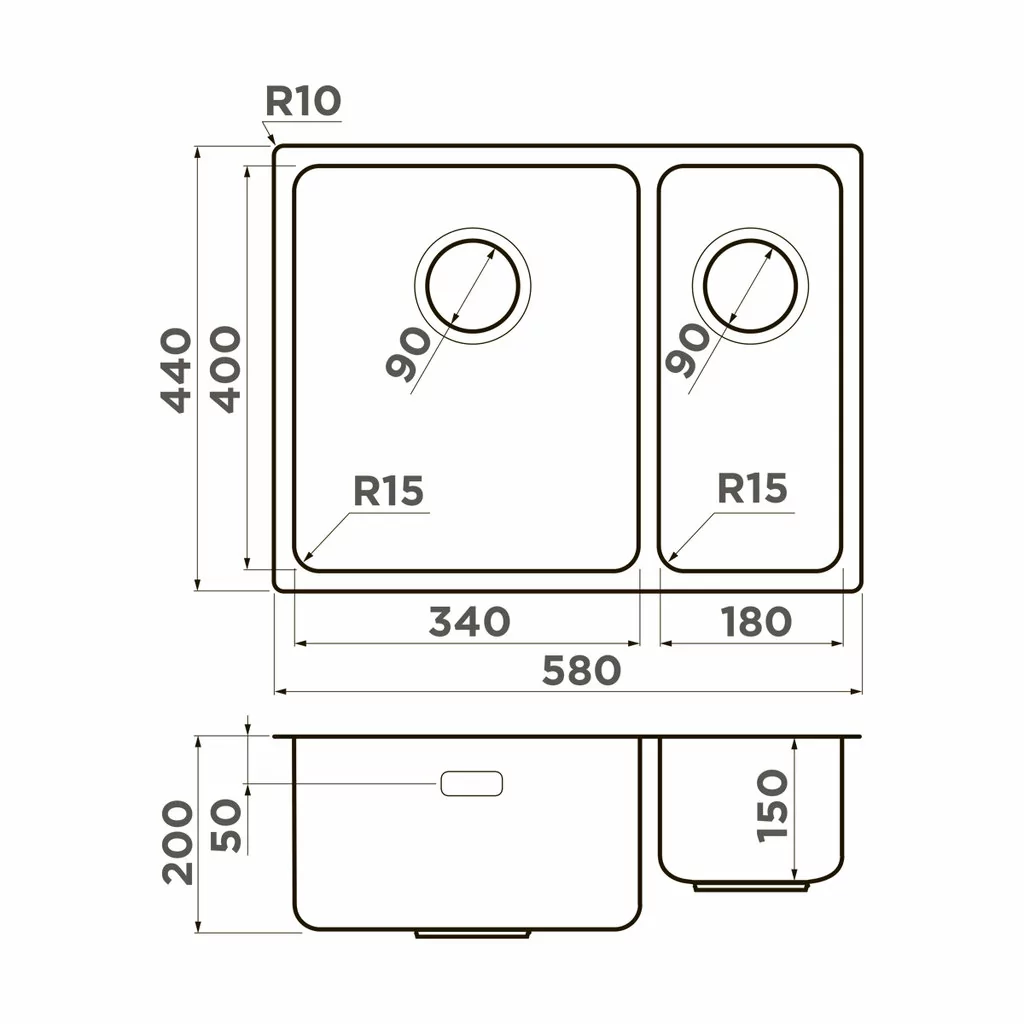 Omoikiri Tadzava 58-2-U/I-IN ULTRA 15 R.1