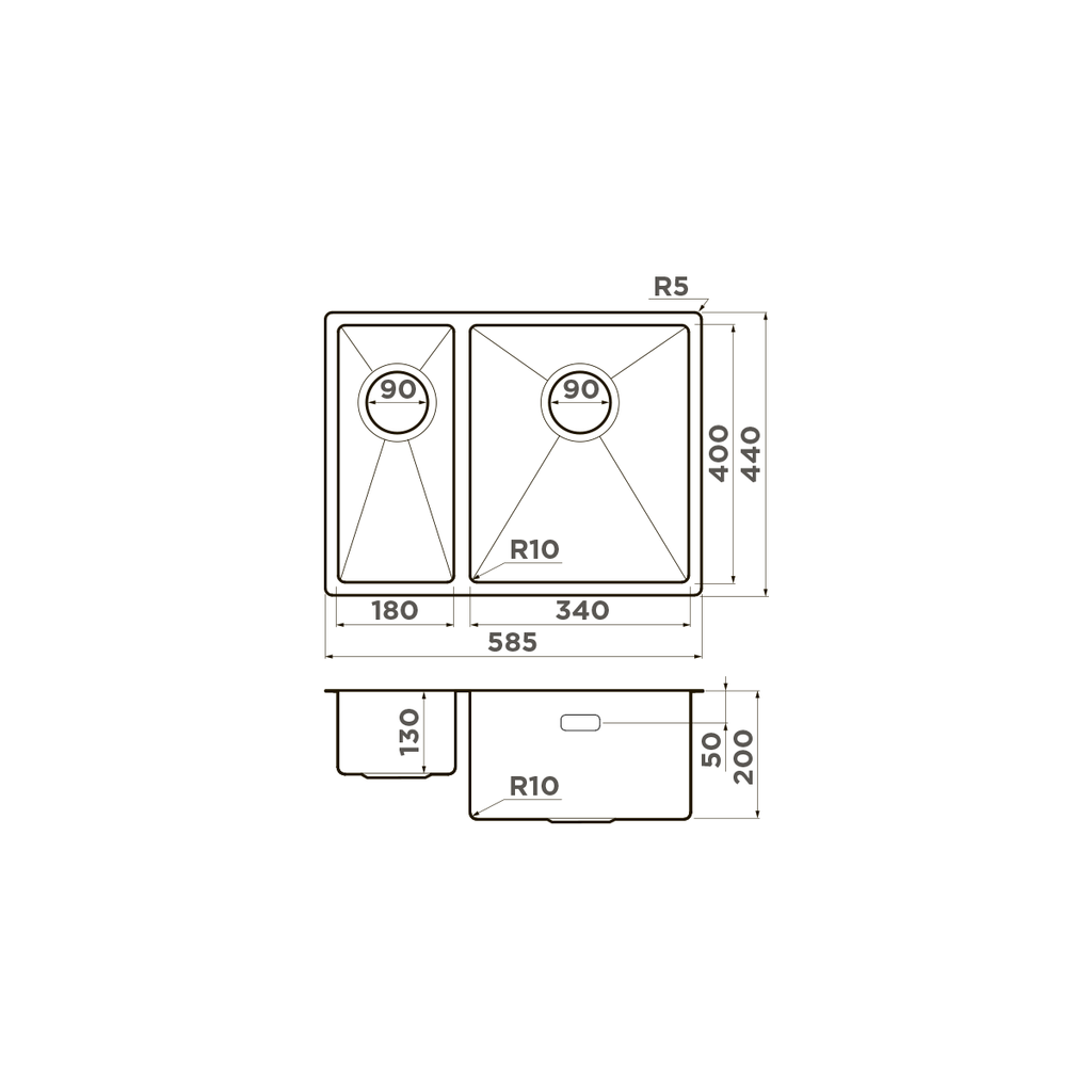 Схема встраивания Omoikiri Taki 58-2-U/IF R