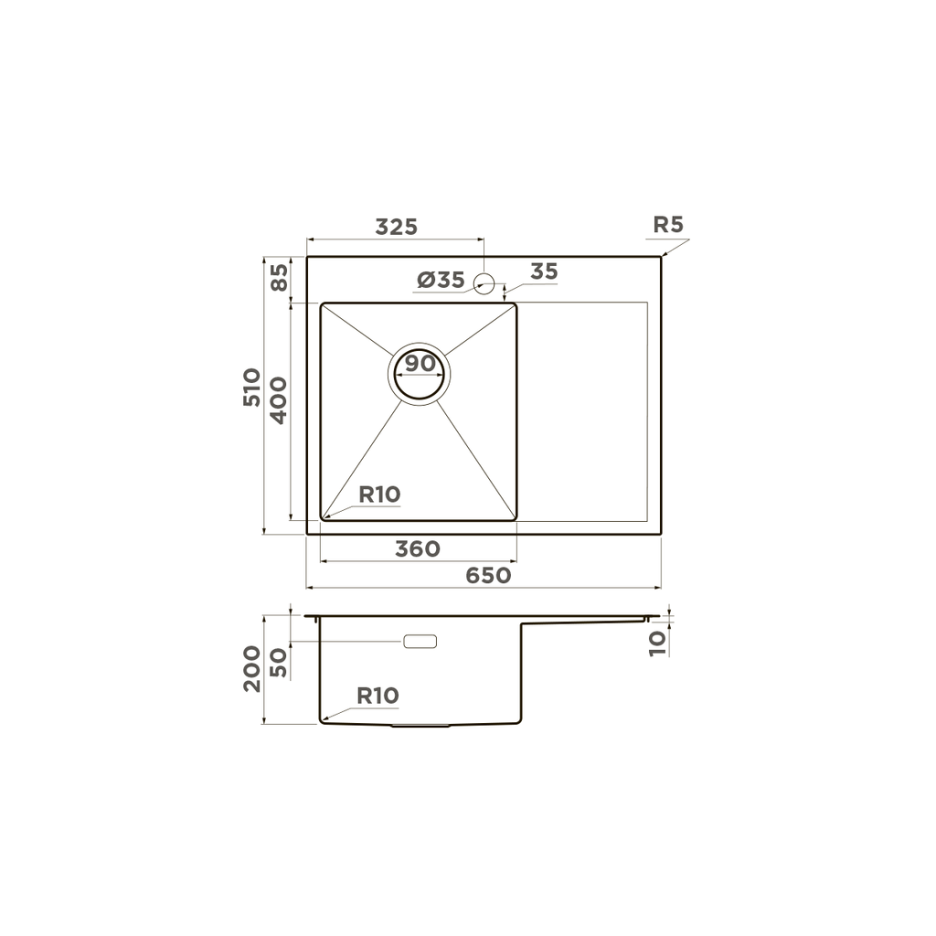 Схема встраивания Omoikiri Akisame 65 L