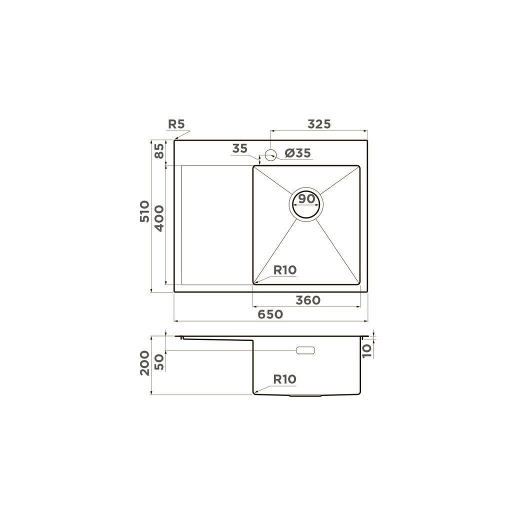 Схема встраивания Omoikiri Akisame 65 R