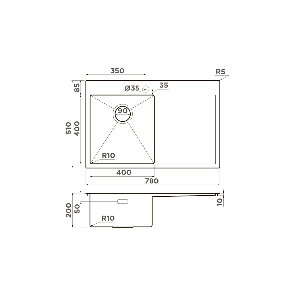 Схема встраивания Omoikiri Akisame 78 L