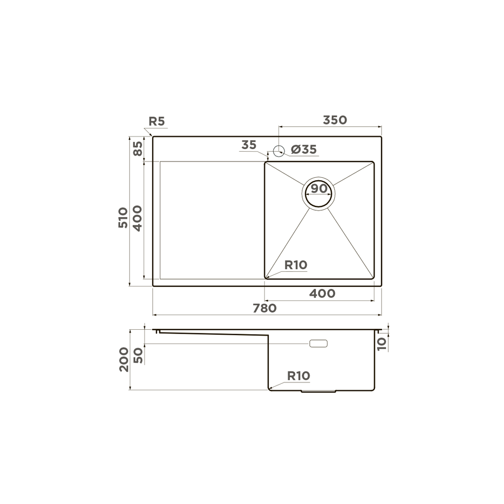Схема встраивания Omoikiri Akisame 78 R