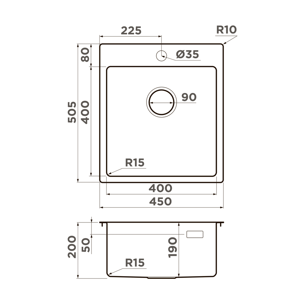 Схема встраивания Omoikiri Amadare 45