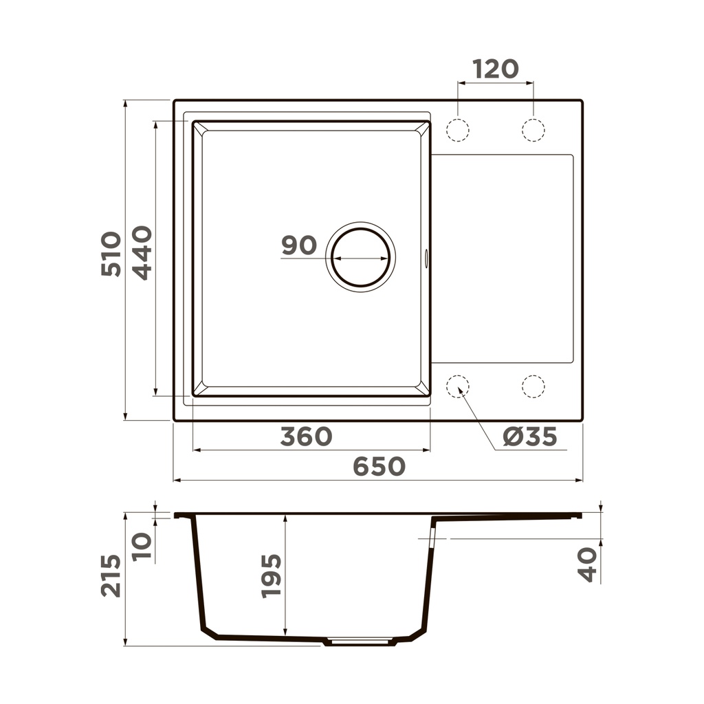 Схема встраивания Omoikiri Daisen 65