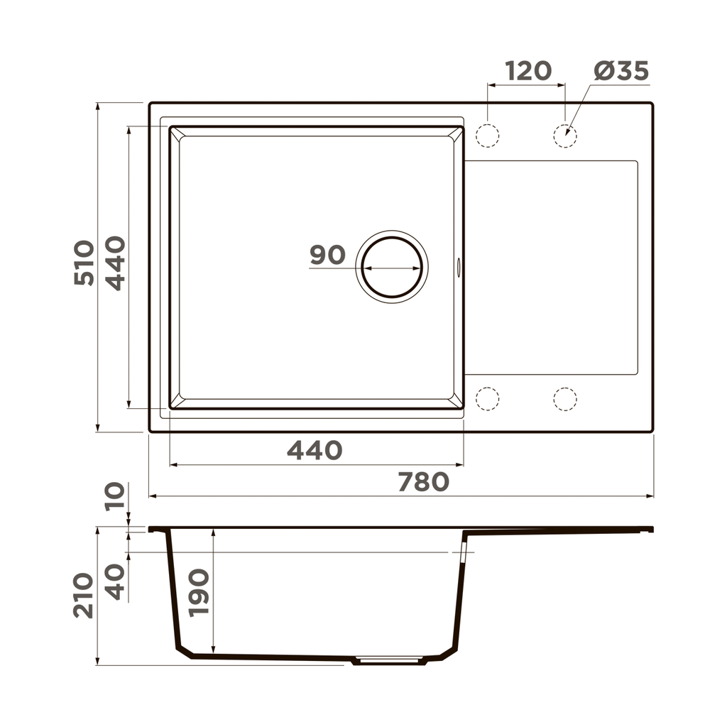 Схема встраивания Omoikiri Daisen 78-LB