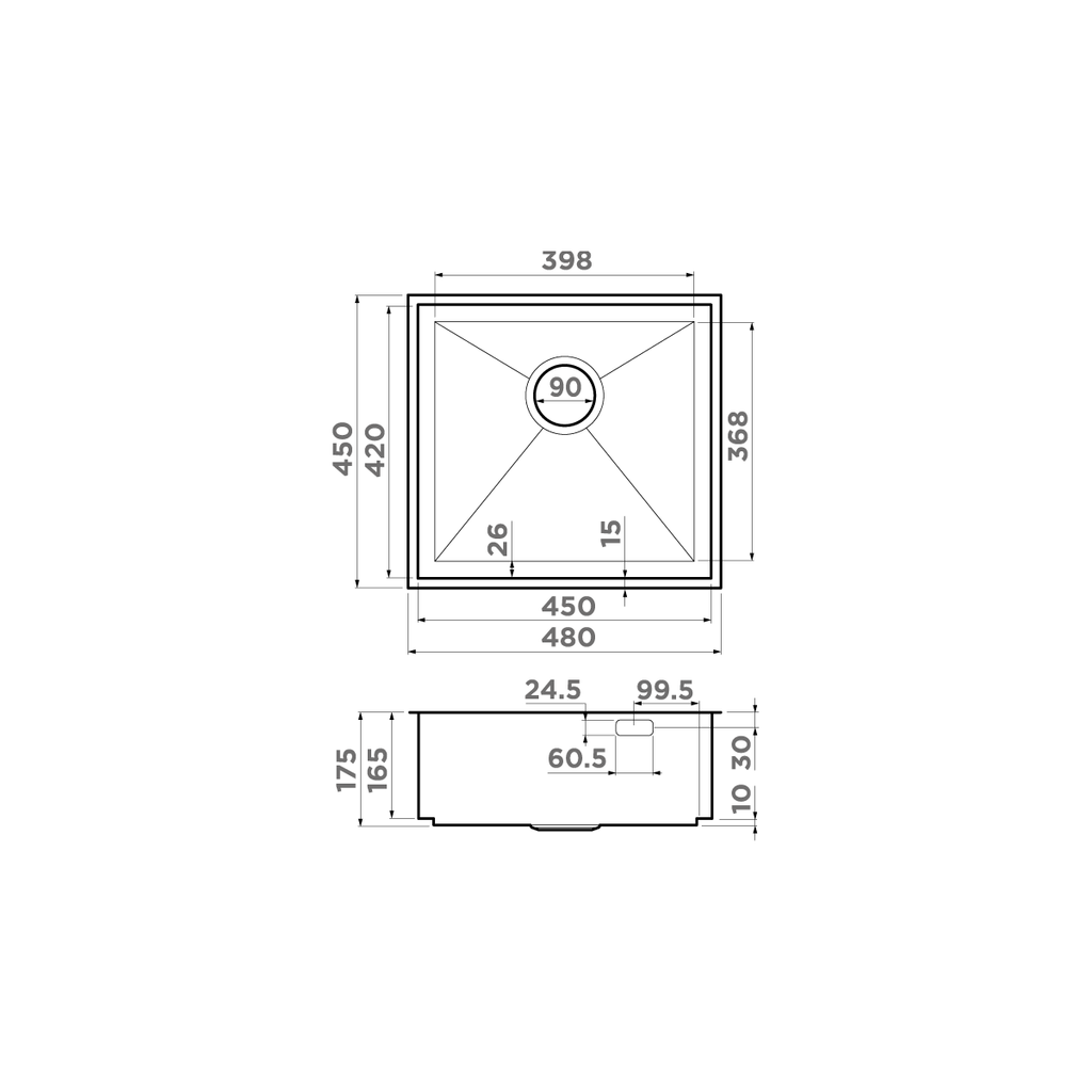 Схема встраивания Omoikiri Kasen 48-26 INT