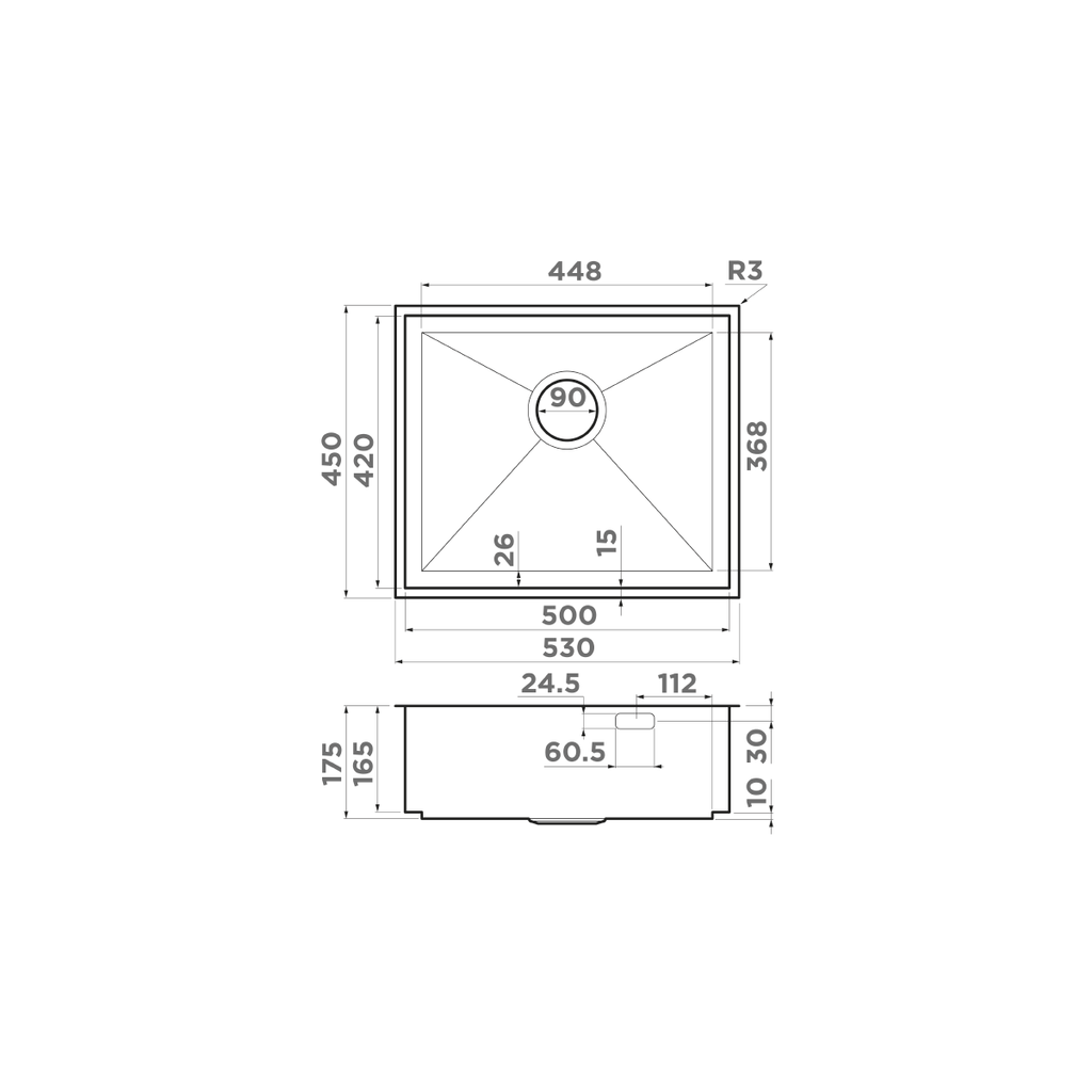 Схема встраивания Omoikiri Kasen 53-26 INT