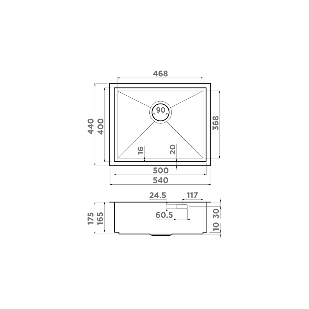 Схема встраивания Omoikiri Kasen 54-16 INT