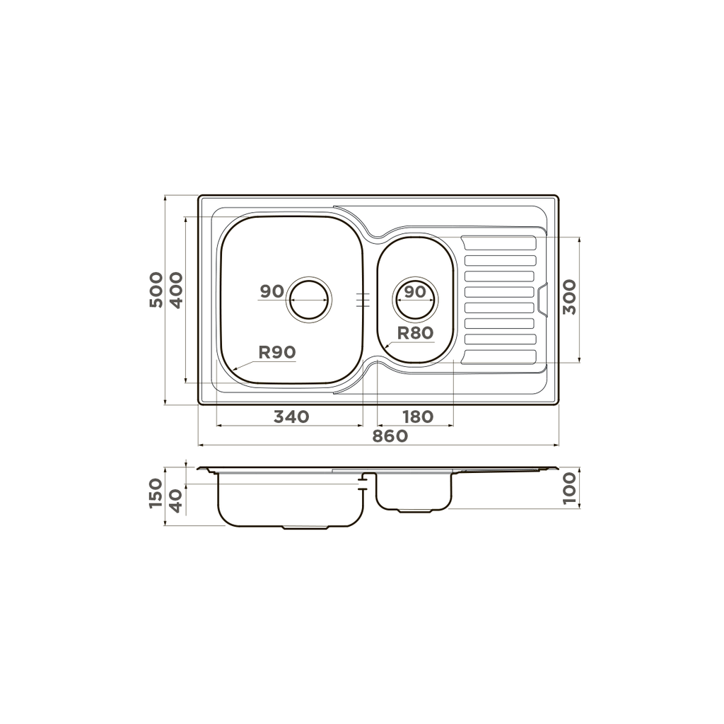 Схема встраивания Omoikiri Kashiogawa 86-2