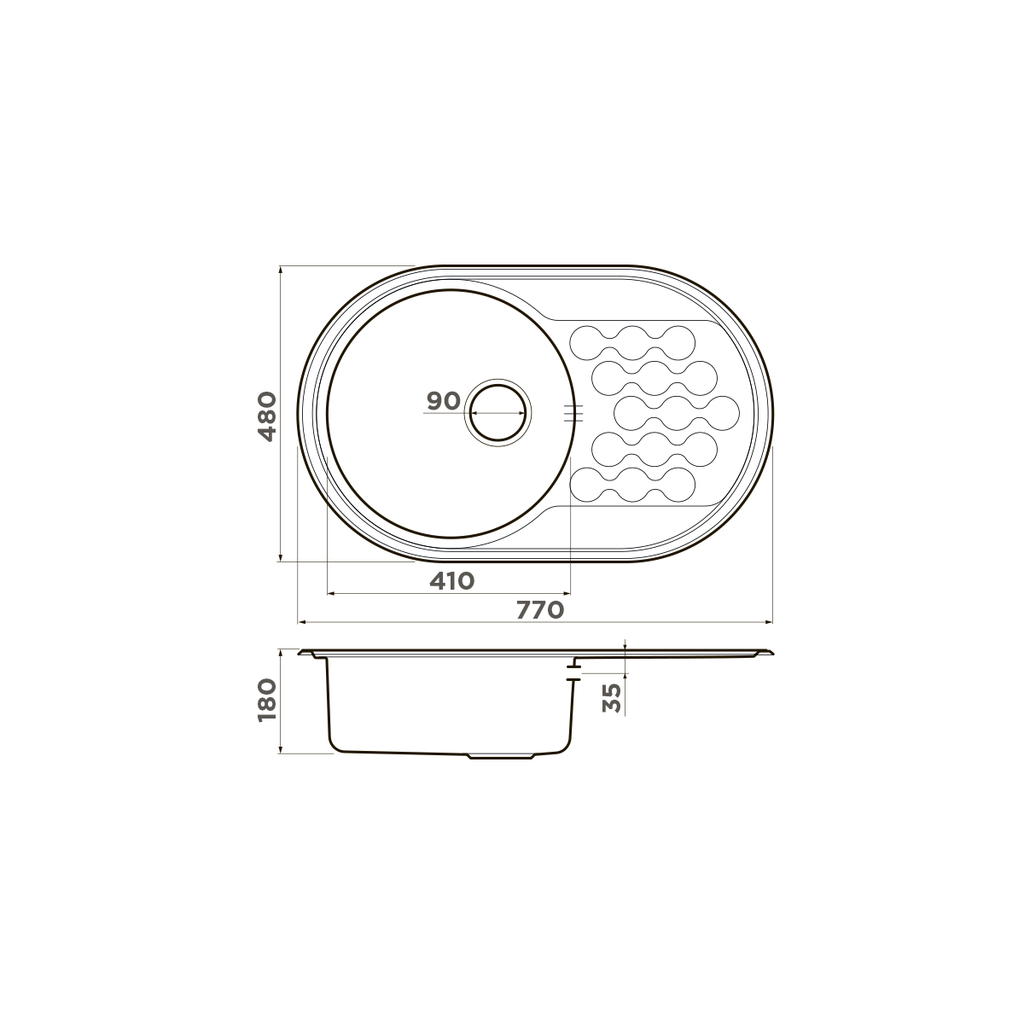 Схема встраивания Omoikiri Kasumigaura 77