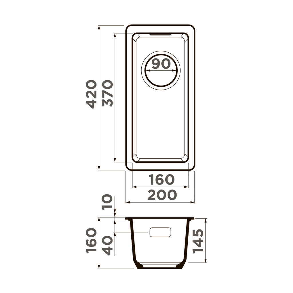 Схема встраивания Omoikiri Kata 20-U