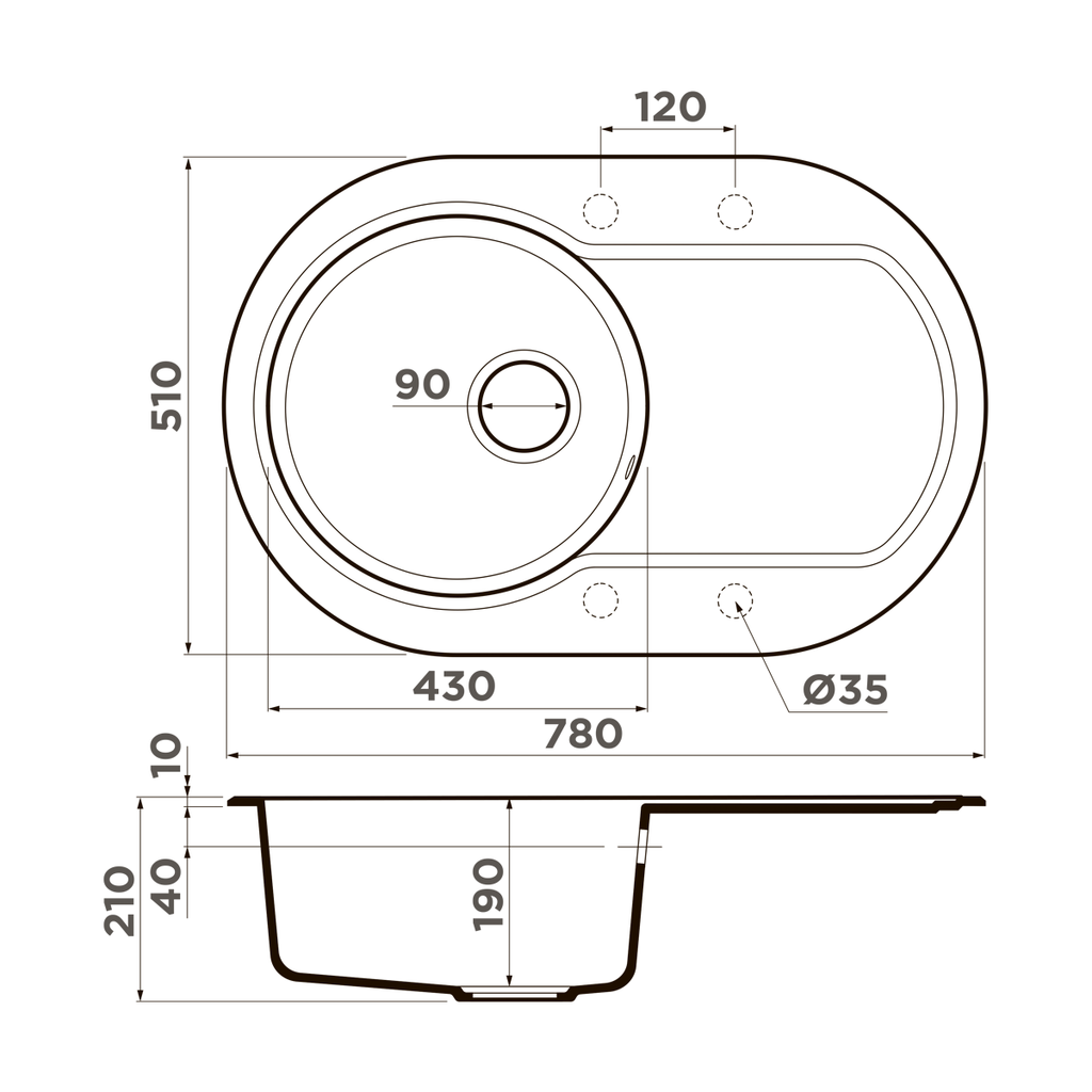 Схема встраивания Omoikiri Manmaru 78