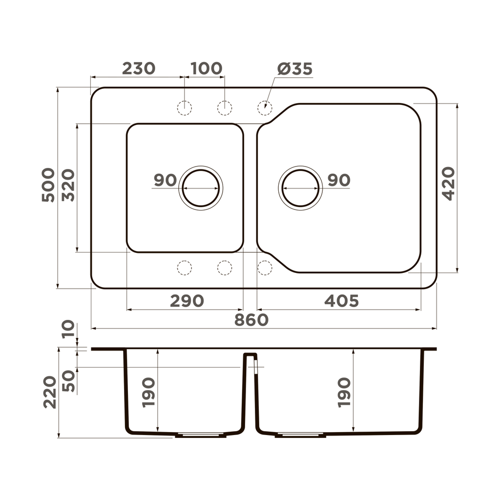 Схема встраивания Omoikiri Maru 86-2