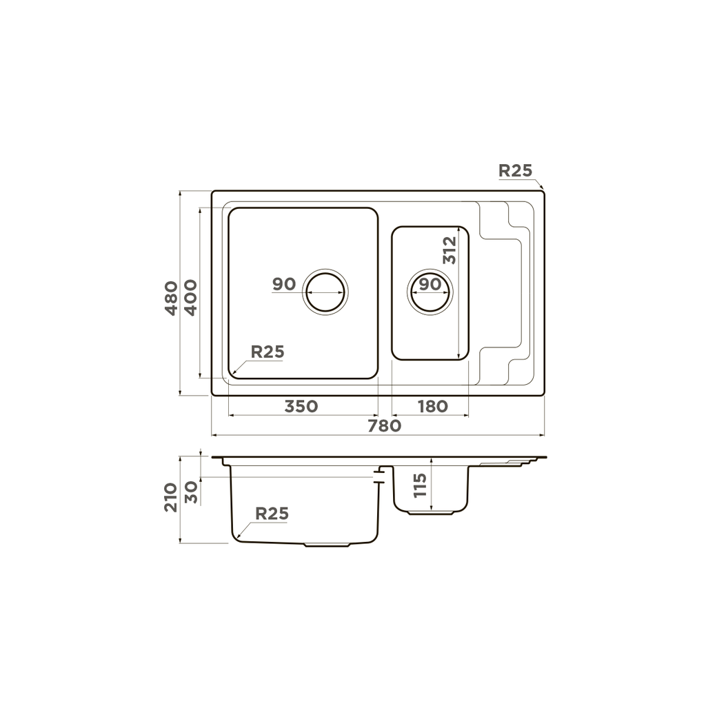 Схема встраивания Omoikiri Mizu 78-2