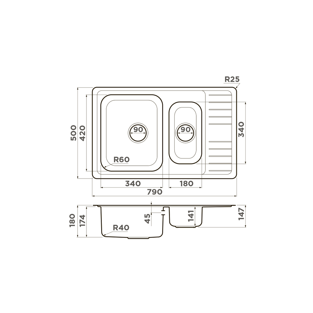 Схема встраивания Omoikiri Sagami 79-2