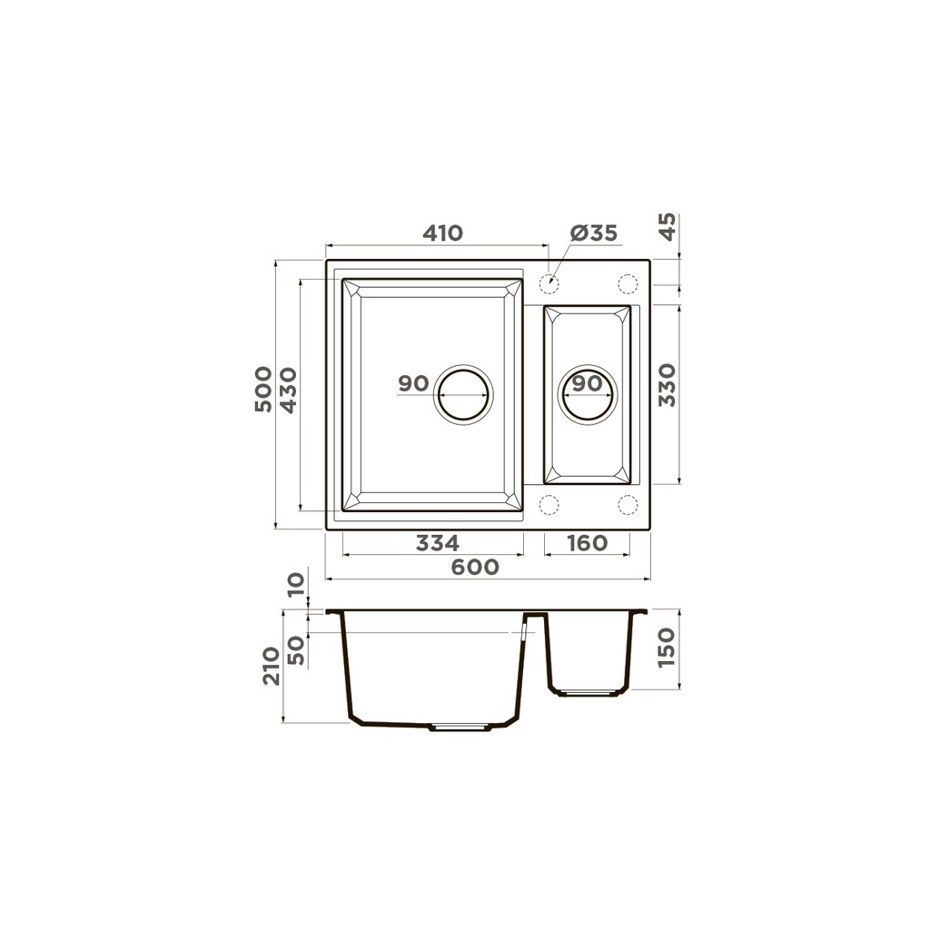Схема встраивания Omoikiri Sakaime 60-2