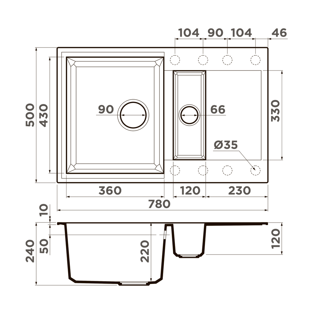 Схема встраивания Omoikiri Sakaime 78-2