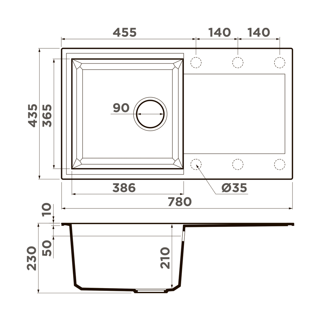 Схема встраивания Omoikiri Sakaime 78