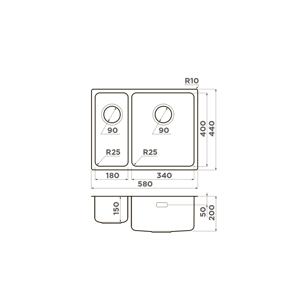 Схема встраивания Omoikiri Tadzava 58-2-U/I R