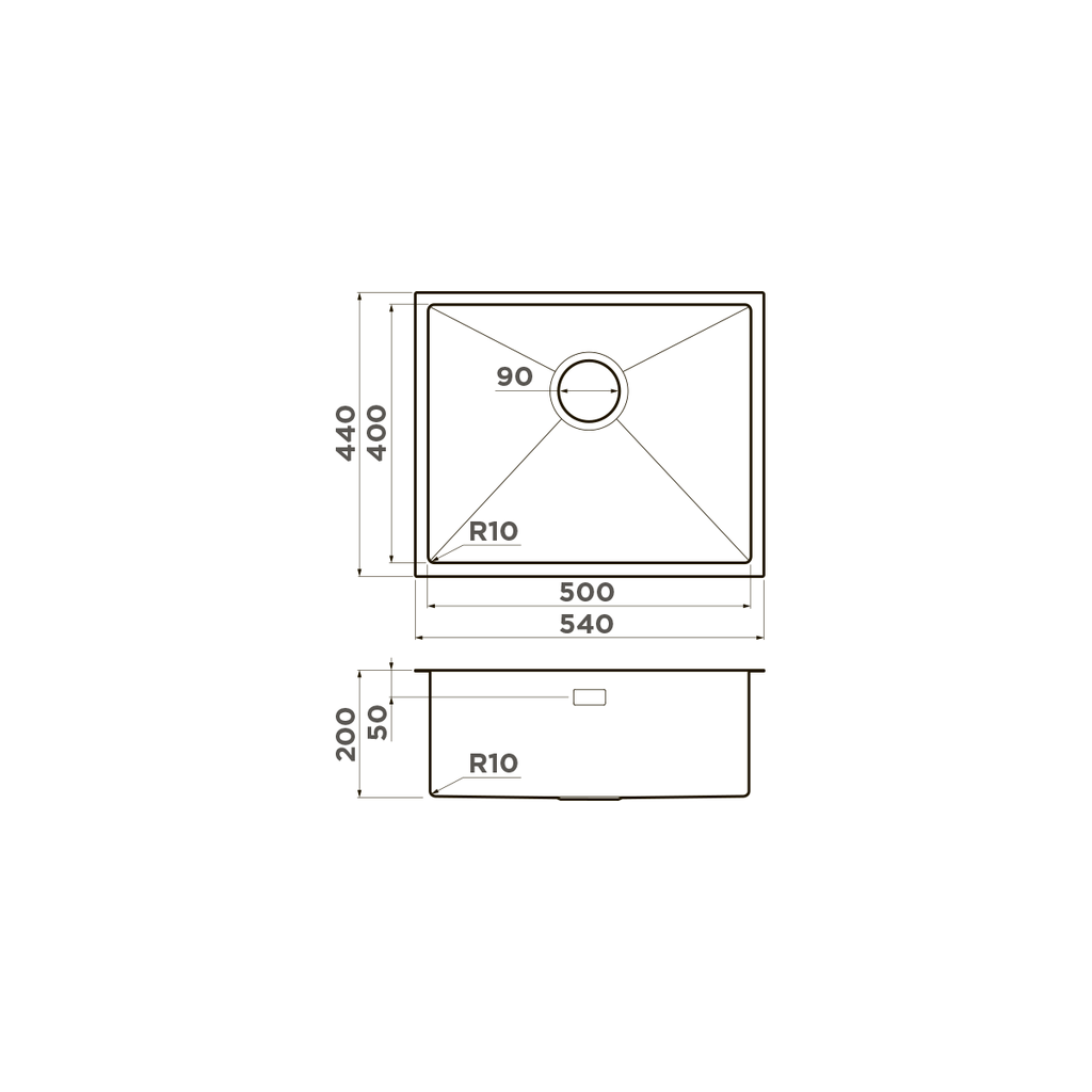 Схема встраивания Omoikiri Taki 54-U/IF