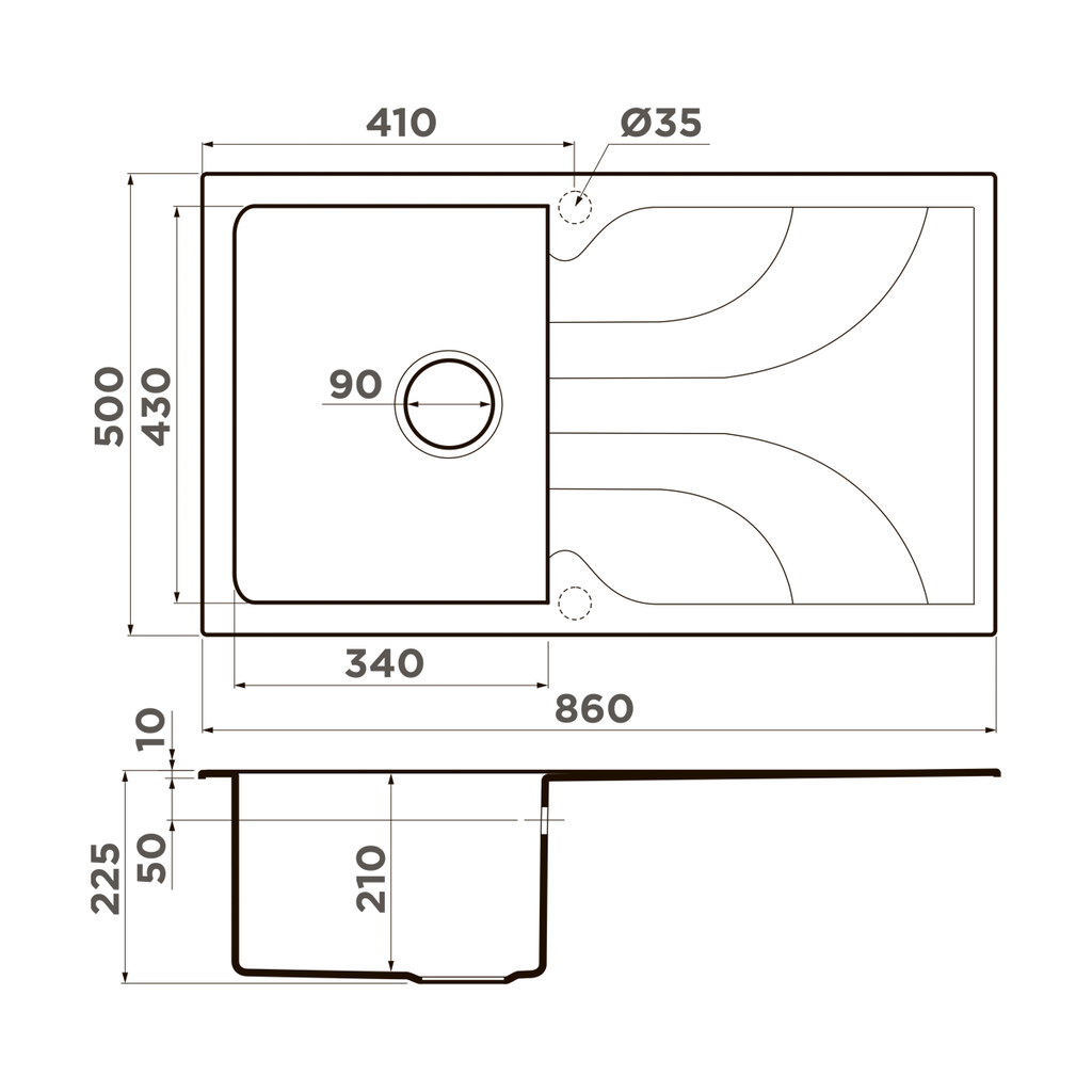 Схема встраивания Omoikiri Yasugata 86
