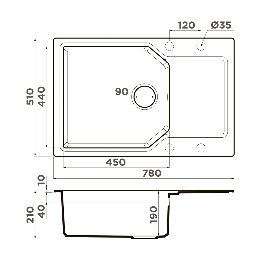 Схема встраивания Omoikiri Yonaka 78-LB